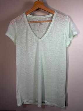 Majestic Filatures Linen Light Mint V-Neck Short Sleeve Tee